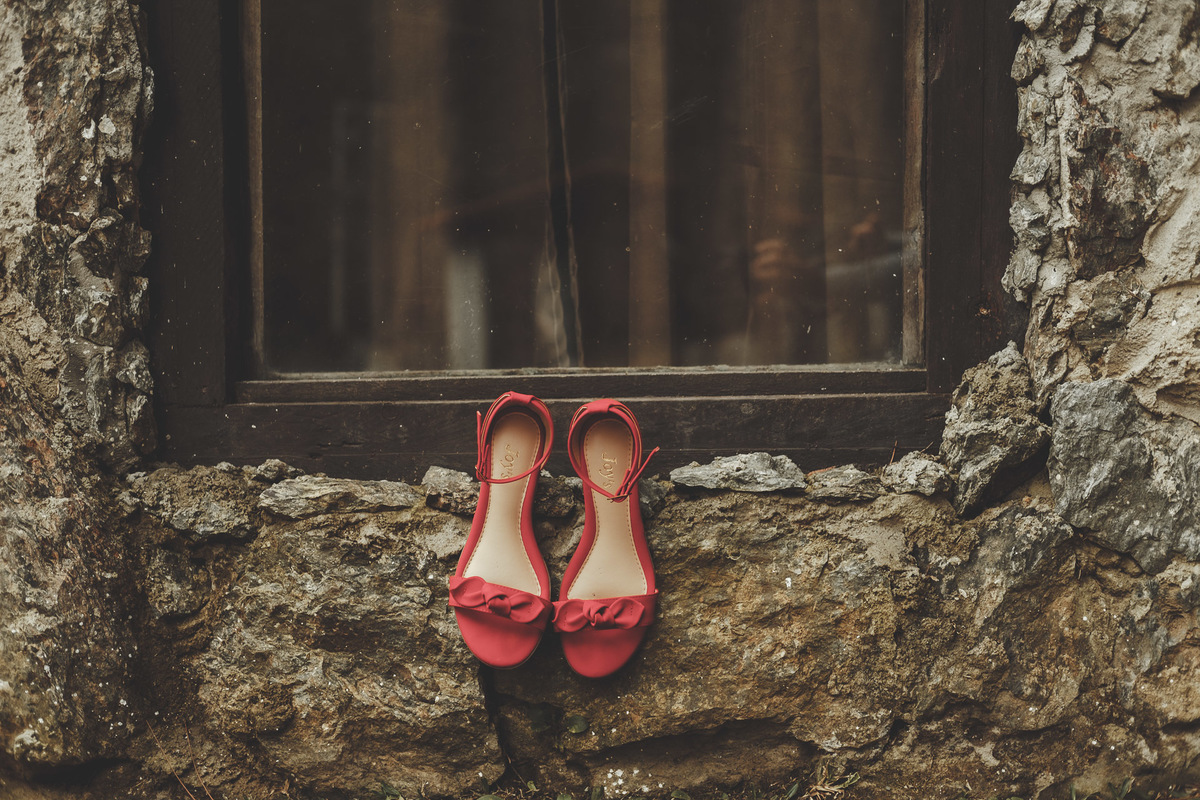 sapato de noiva vermelho