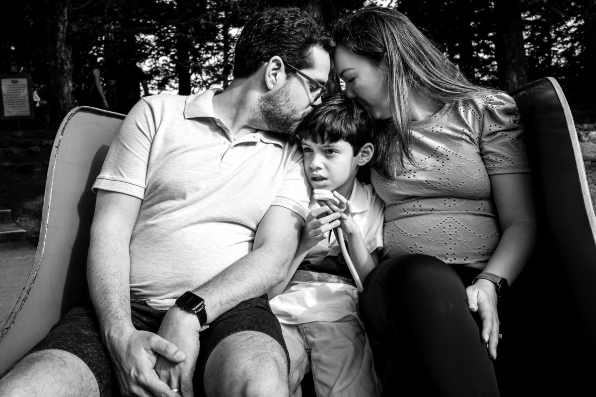 família no trenó do papai noel