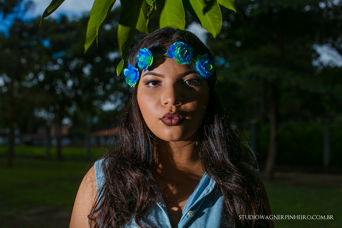fotografia com coroa de flores