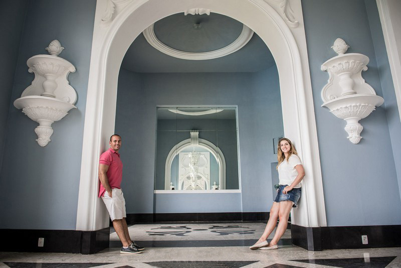 Ensaio romântico do pré-casamento da Juliana e Marcus no Palácio Quitandinha em Petrópolis no Rio de janeiro