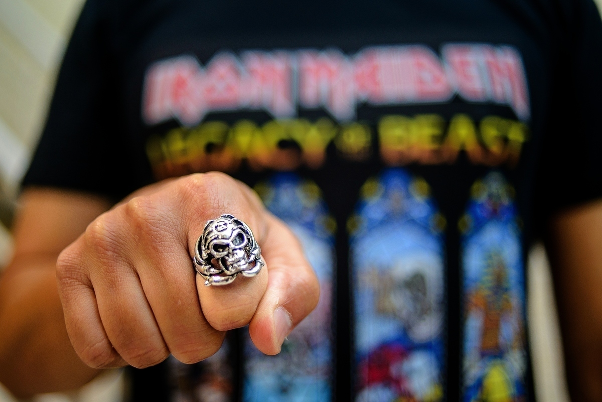 photography kids party theme iron maiden skull ring