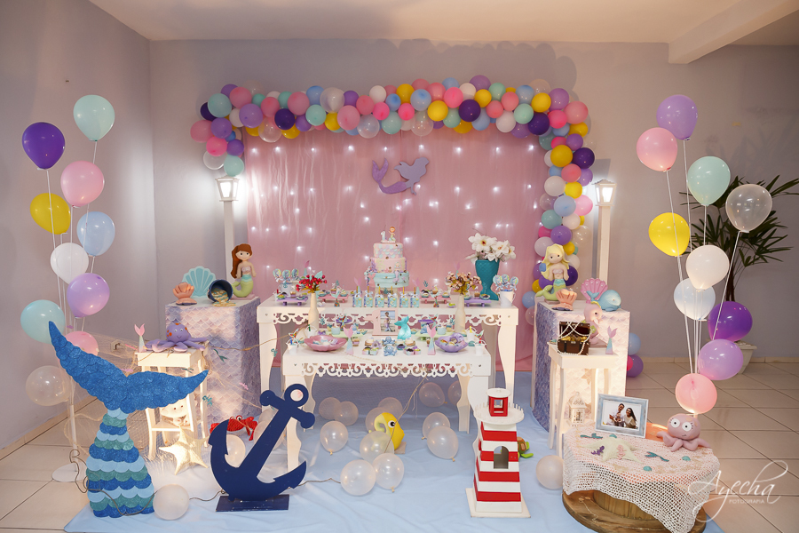 Decoração sereia; fundo do mar, aniversário infantil, aniversario de um ano, deborah ayecha fotografia, fotografia infantil curitiba