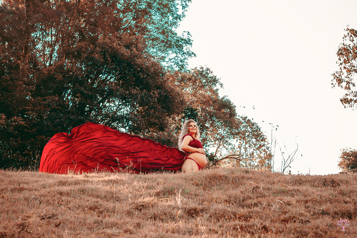 ensaio gestante vestido vermelho