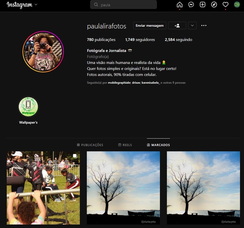 Paula Lira, a autora da imagem no Instagram. 