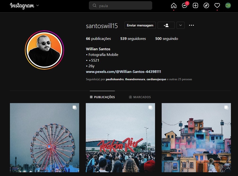 Willian dos Santos Luiz, o autor da imagem no Instagram. 