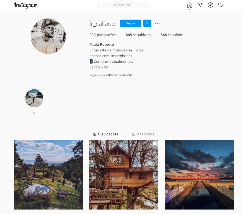 Junior Callado, o autor da imagem no Instagram. 