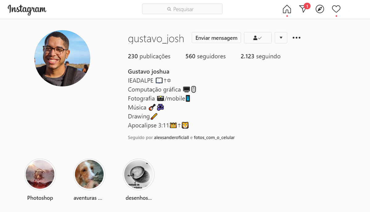 Gustavo Joshua, o autor da imagem no Instagram.