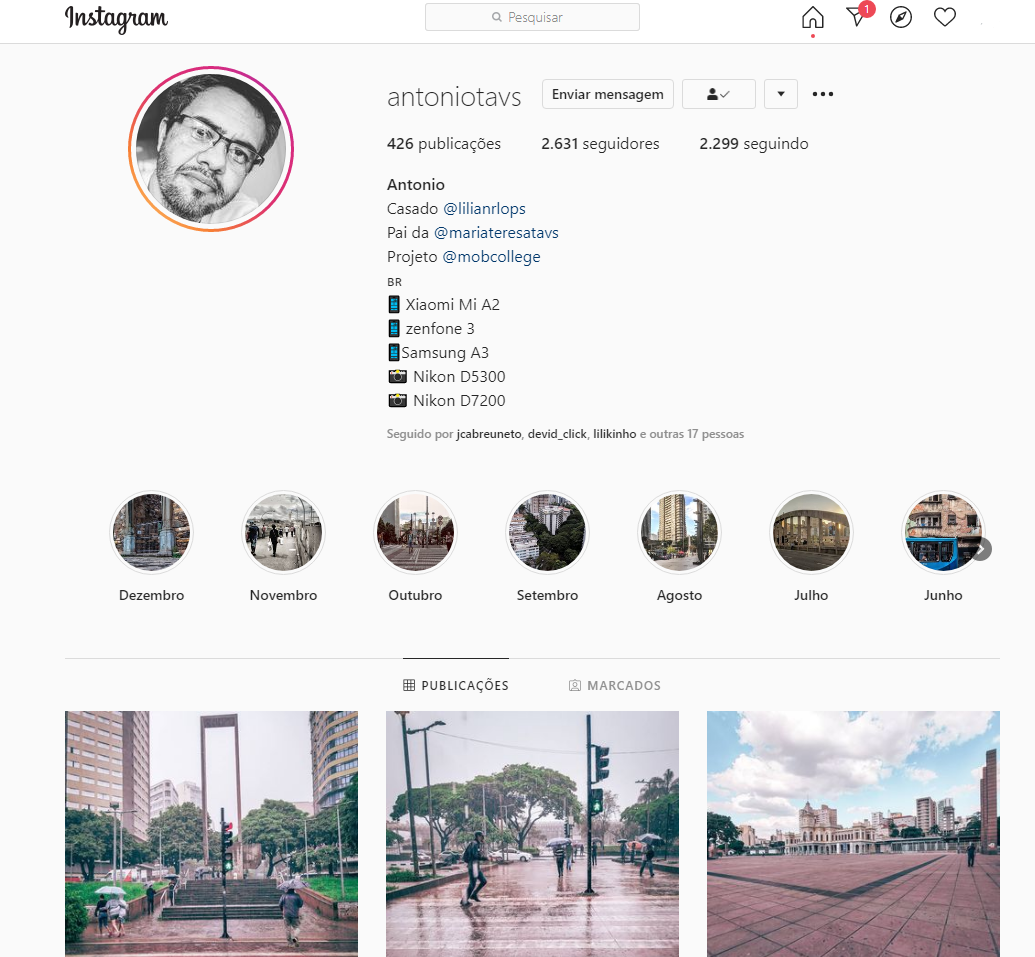 Antonio Tavares, o autor da imagem no Instagram.