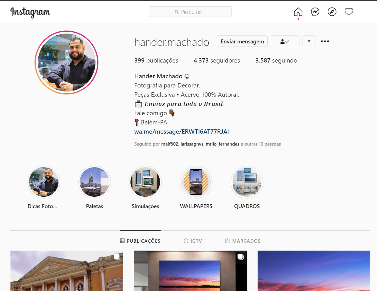 Handerson Machado, o autor da imagem no Instagram. 