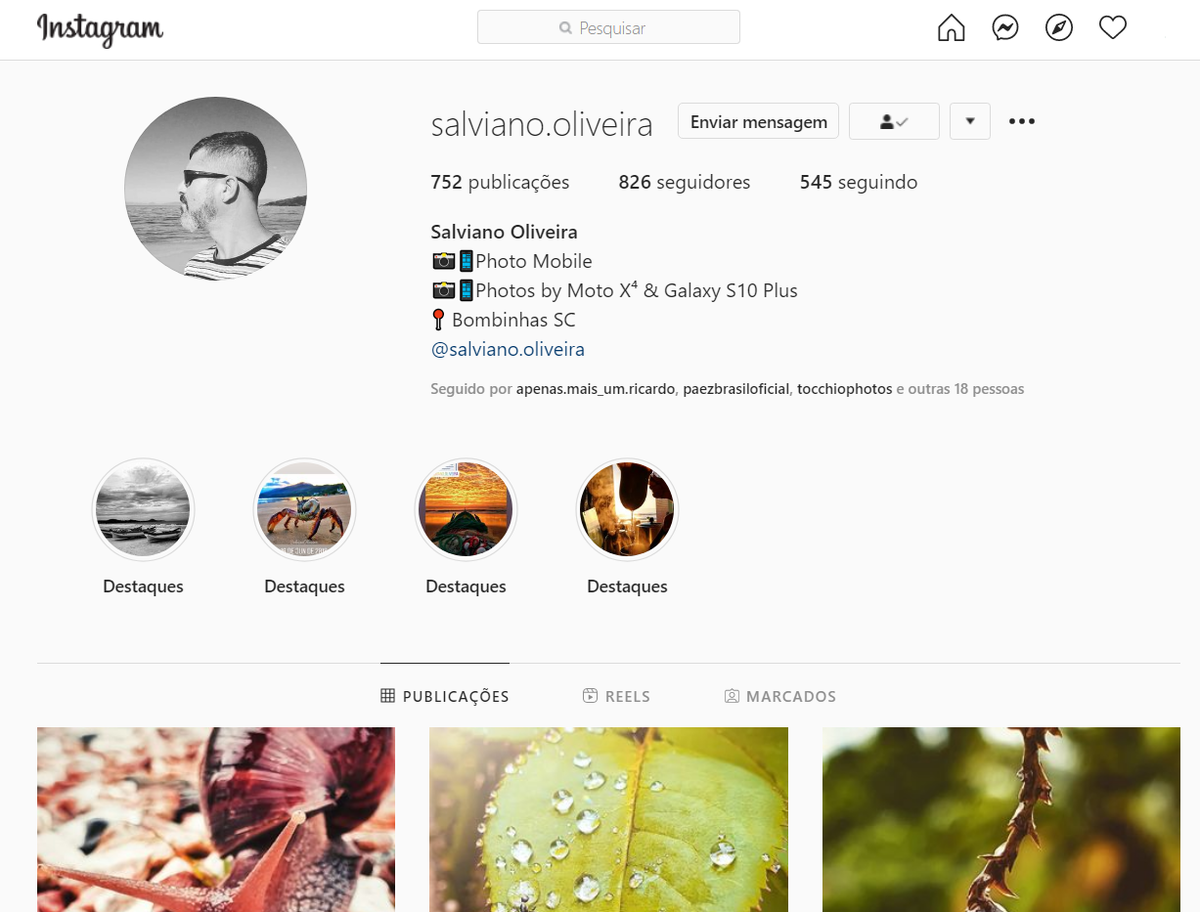 Salviano Oliveira, o autor da imagem no Instagram. 