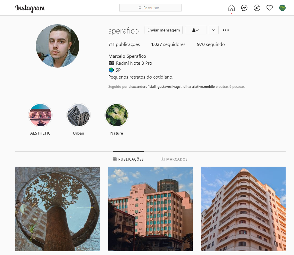 Marcelo Junior Sperafico, o autor da imagem no Instagram.