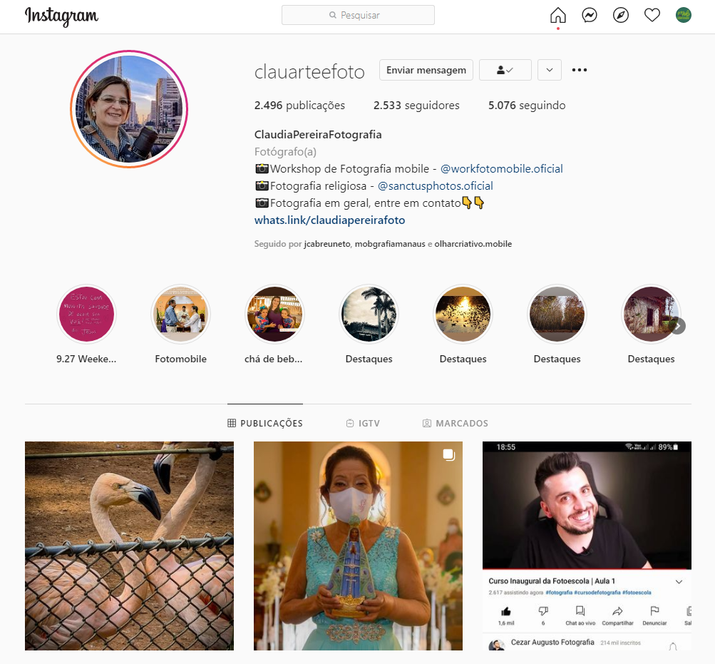 Claudia Regina Pereira, a autora da imagem no Instagram.