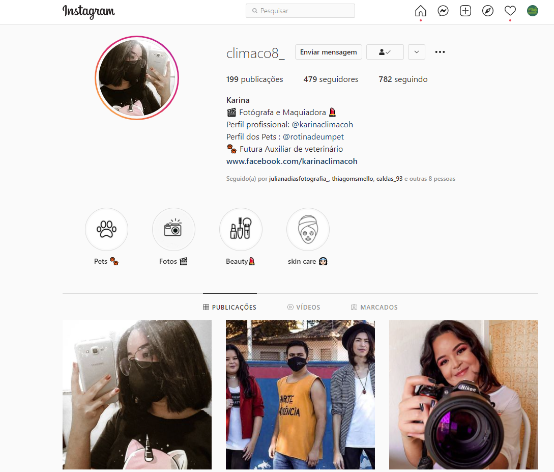 Karina De Oliveira Clímaco, a autora da imagem no Instagram. 