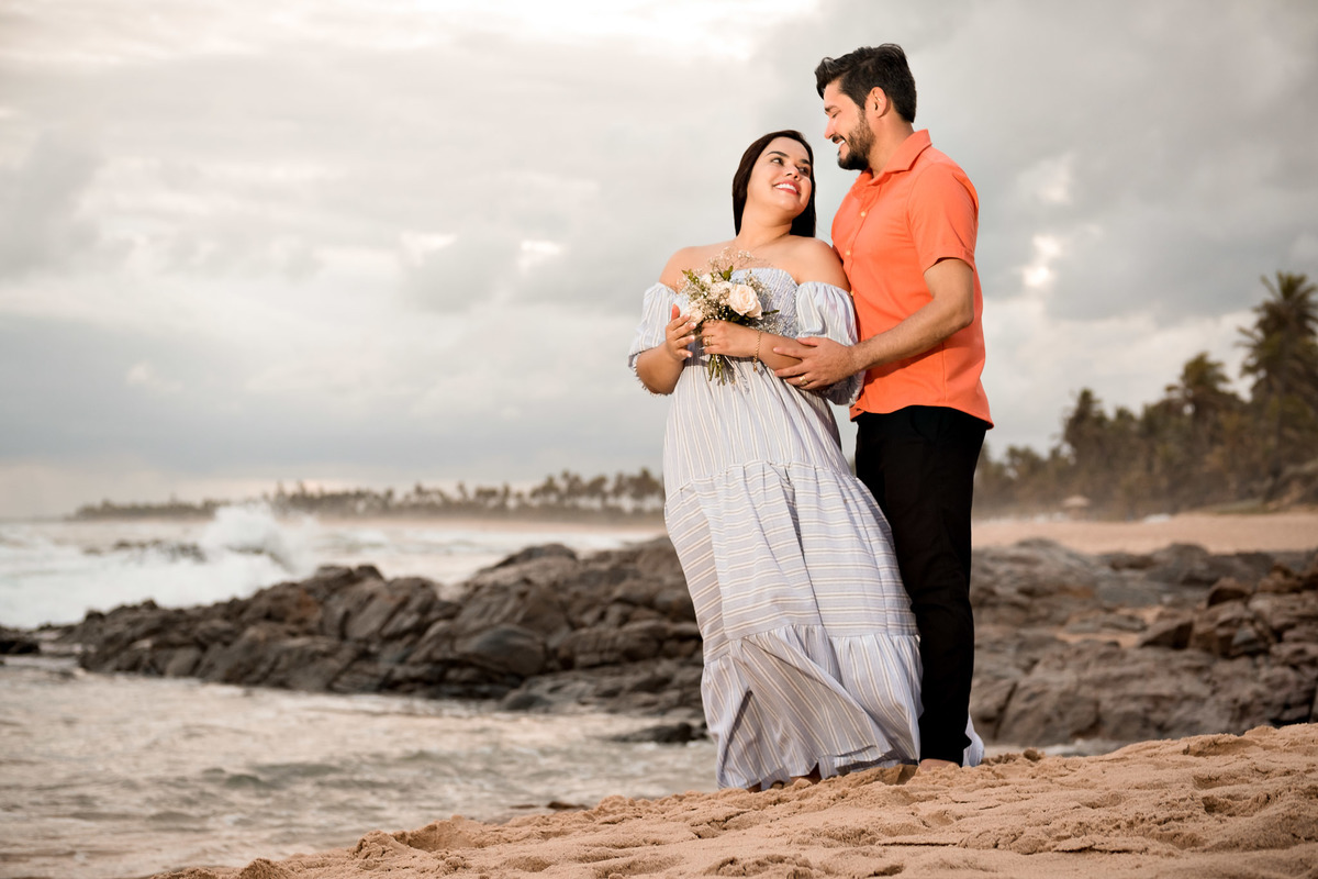 Ensaio romântico de Bodas de 15 anos na praia no Resort Costa do Sauipe