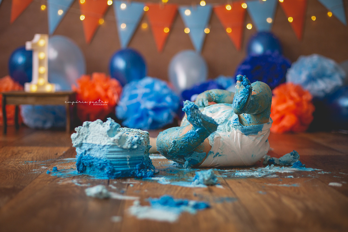 ensaio de bebe com o bolo