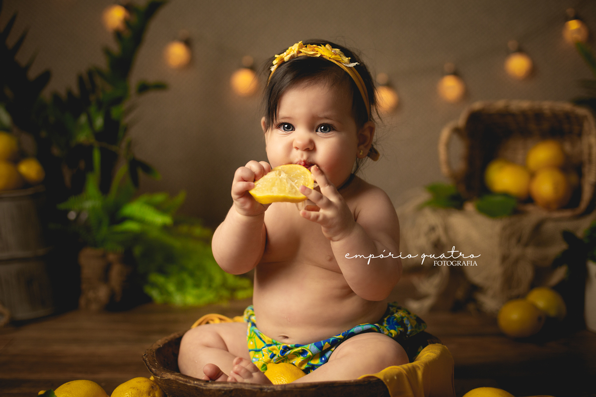 ensaio de bebe tema frutinha no abc