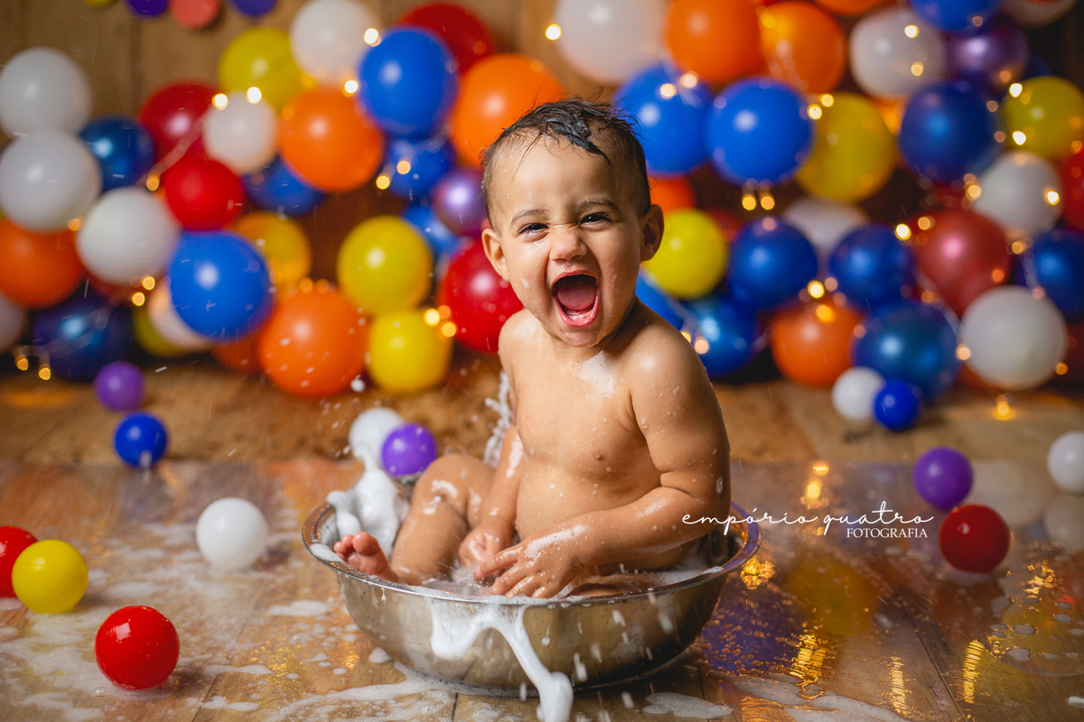 ensaio smash the cake hora do banho no abc