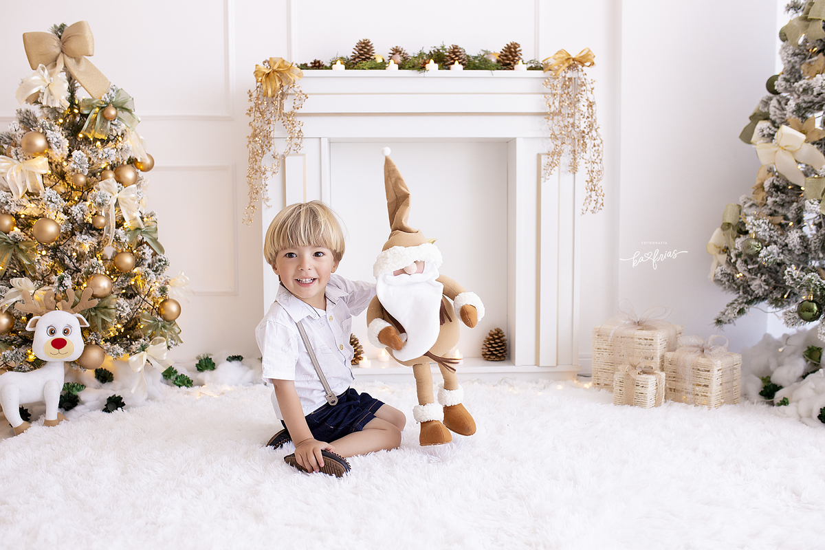 no ensaio de natal o bebe sorri