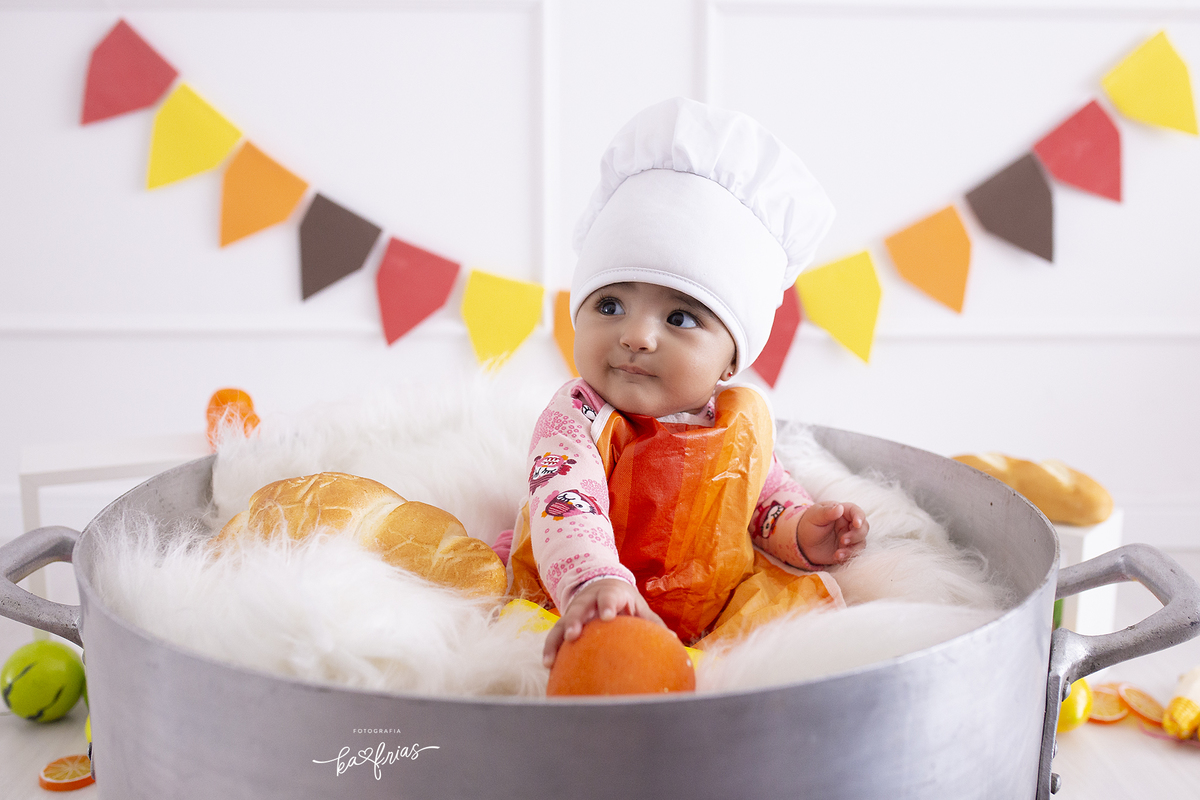 a bebe esta dentro da panela no acompanhamento mensal