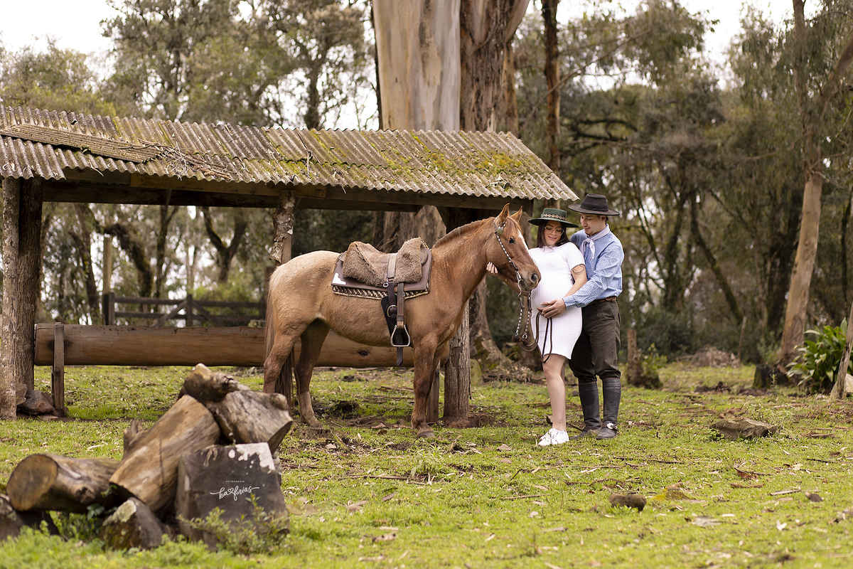 ensaio de gestante com cavalo