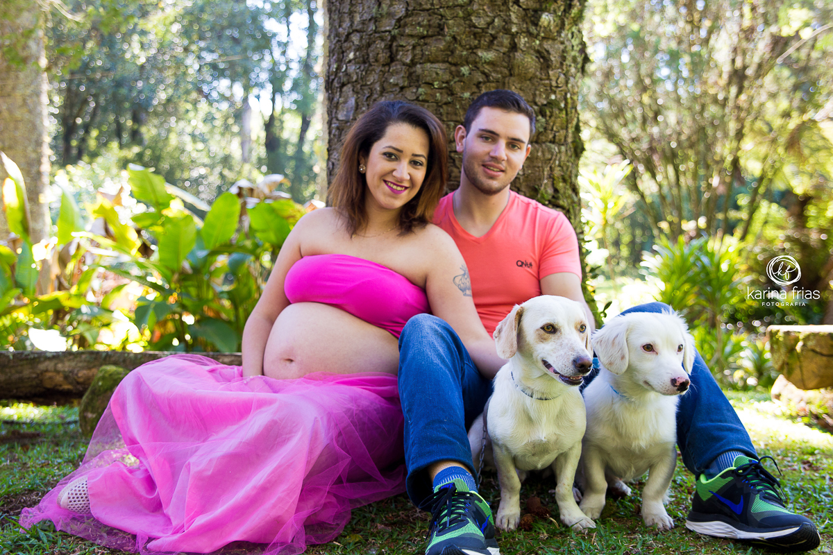 mascotes também são bem vindos no book externo de gestante