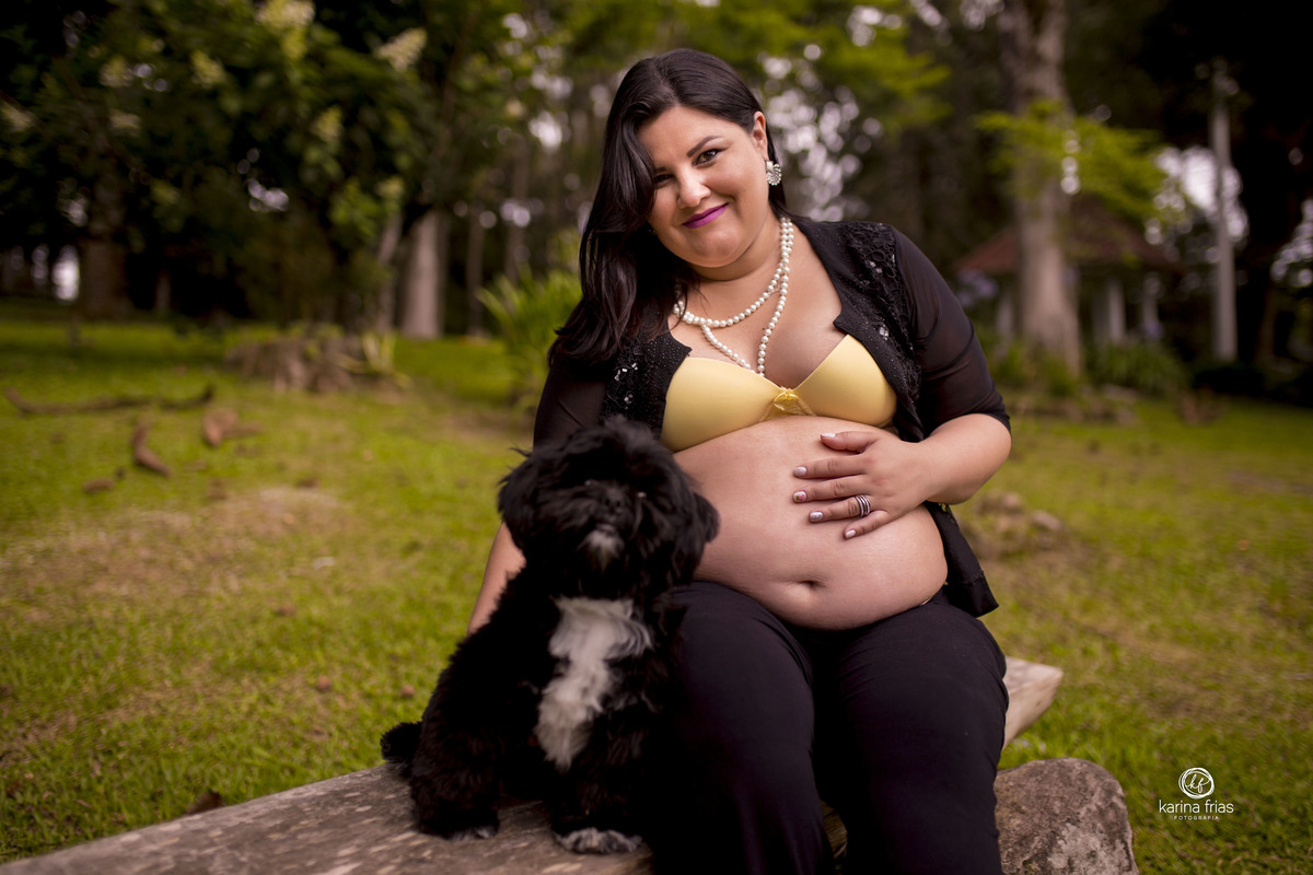 no ensaio de gestante externo os pets podem participar