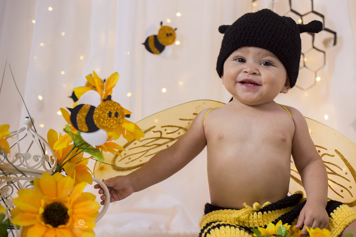 no ensaio infantil montamos o cenario de abelha