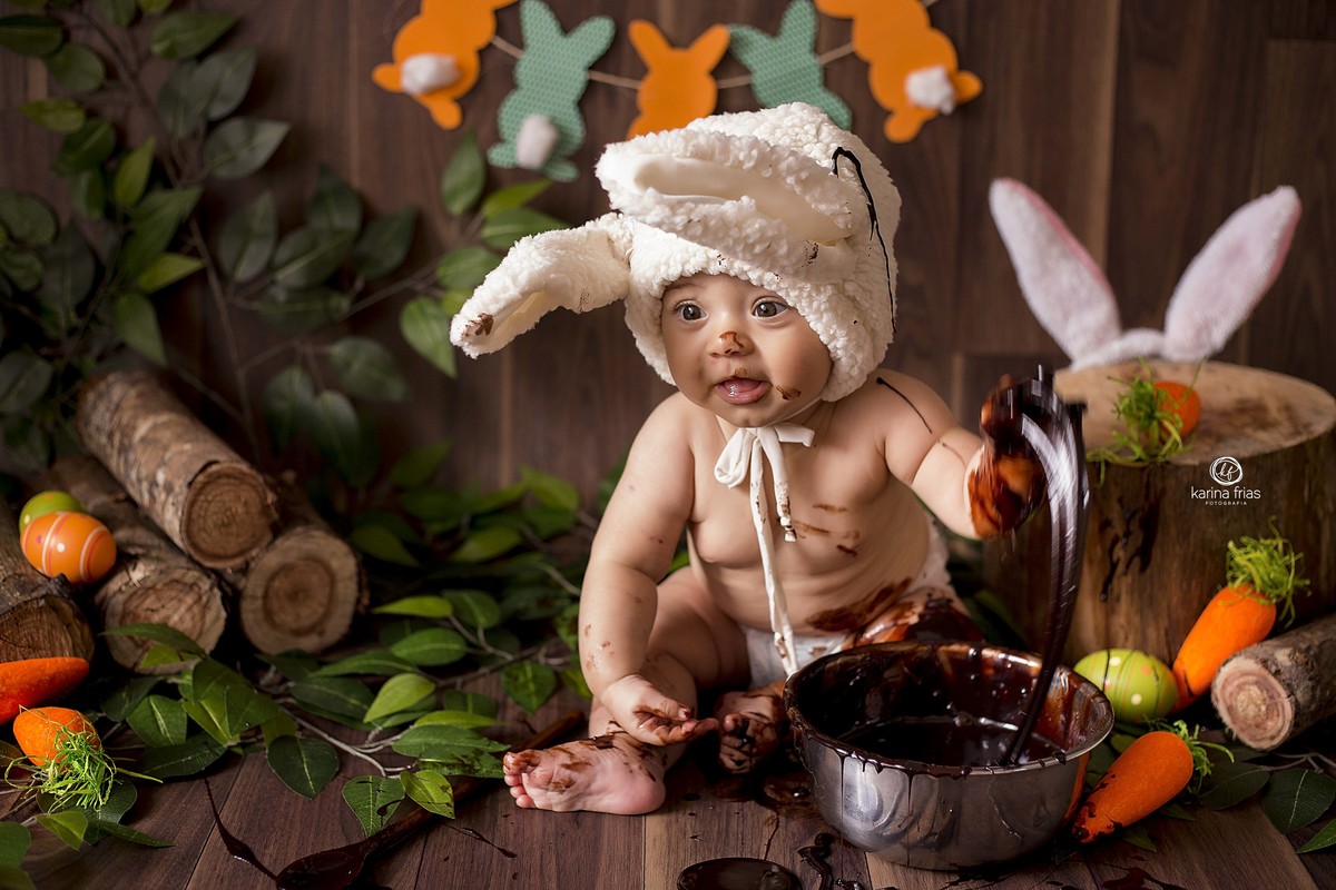 no cenario aparece a sujeira do chocolate