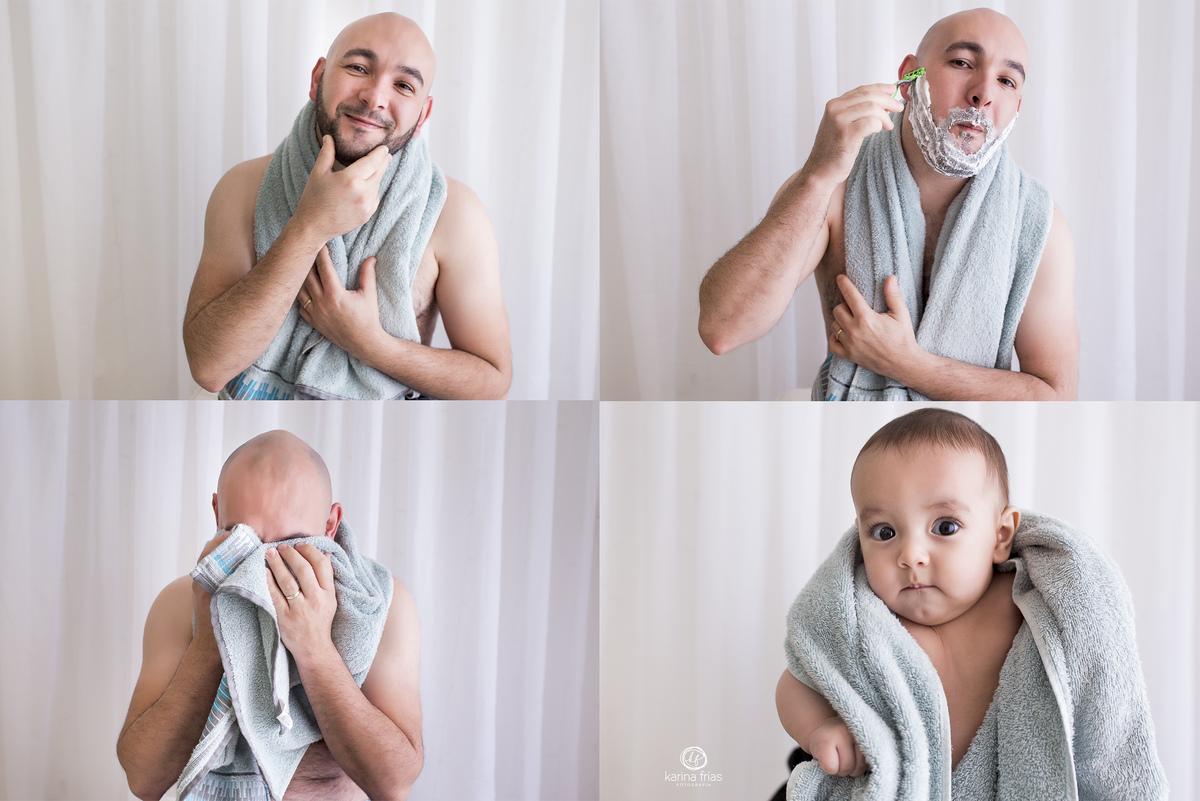 o pai faz a barba e tem uma surpresa ao terminar
