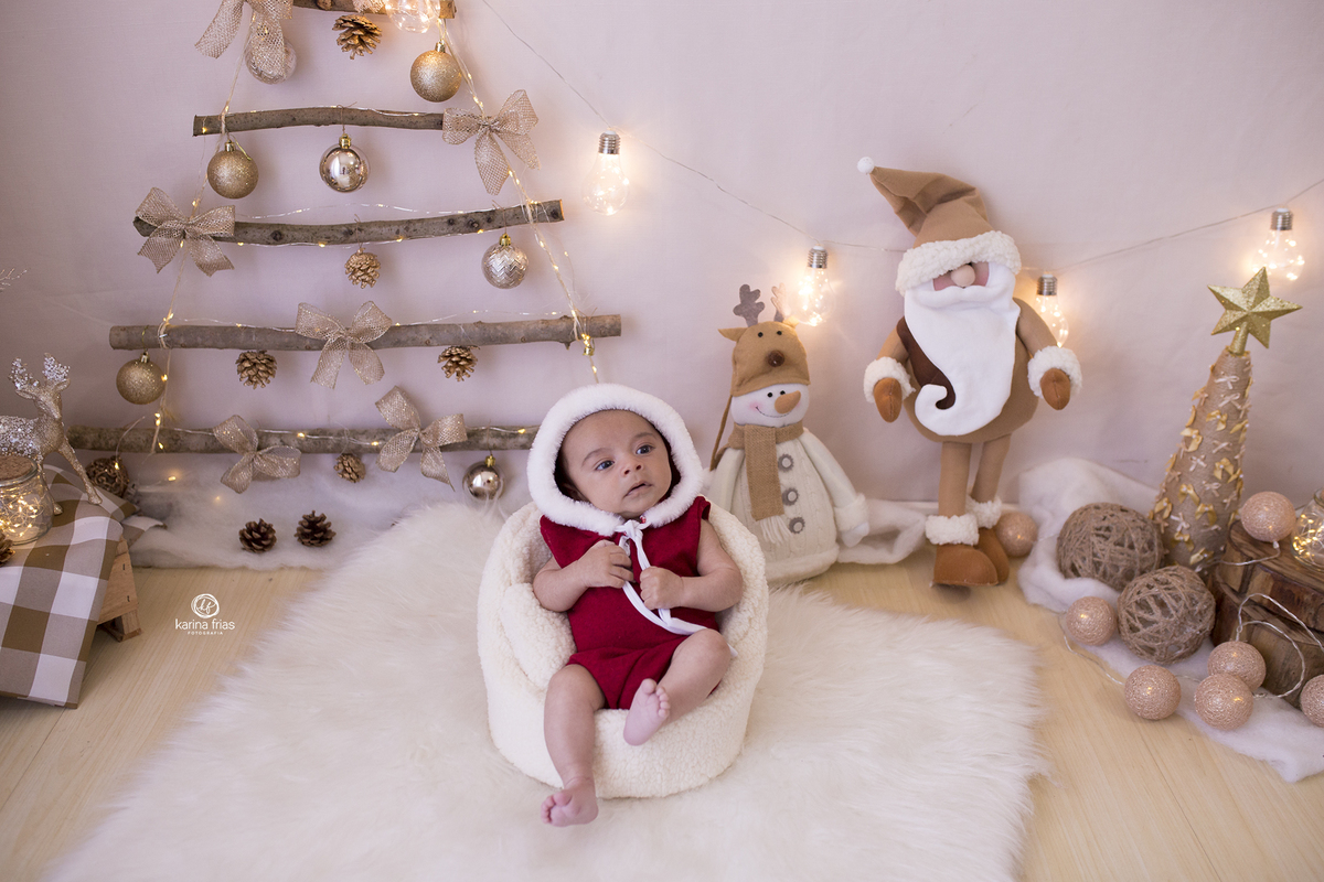 no ensaio infantil fizemos cenario de natal