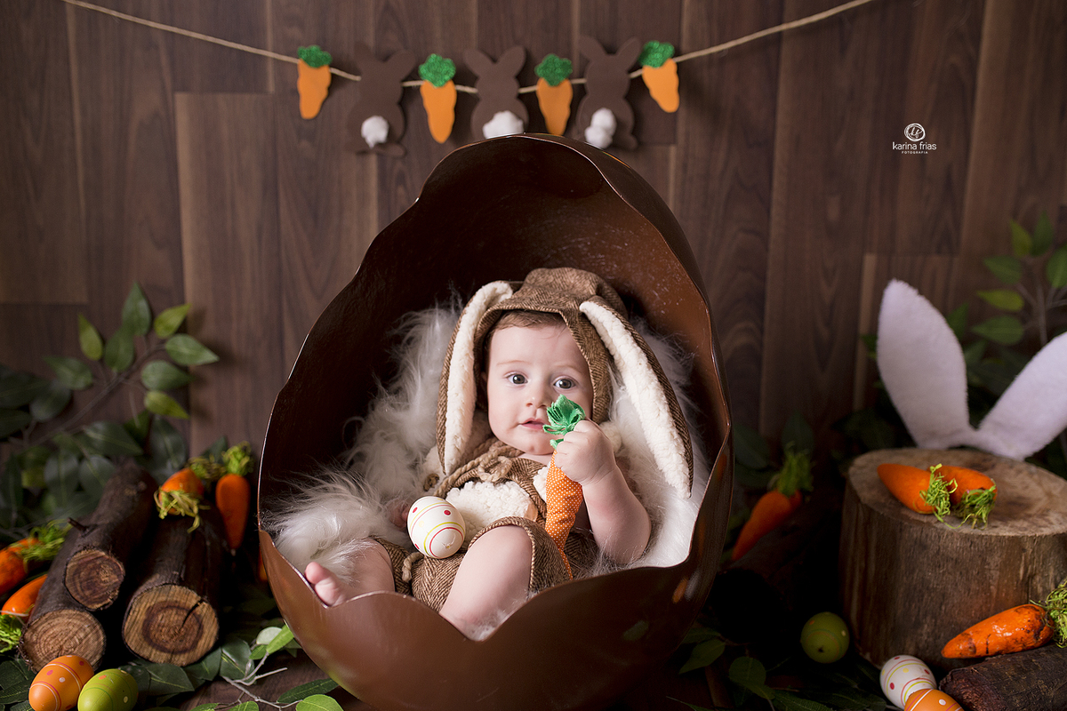 no ensaio infantil utilizamos o tema de pascoa