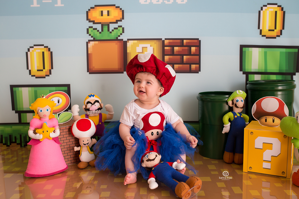 NO ENSAIO INFANTIL UTILIZAMOS O MARIO BROS COMO PERSONAGEM