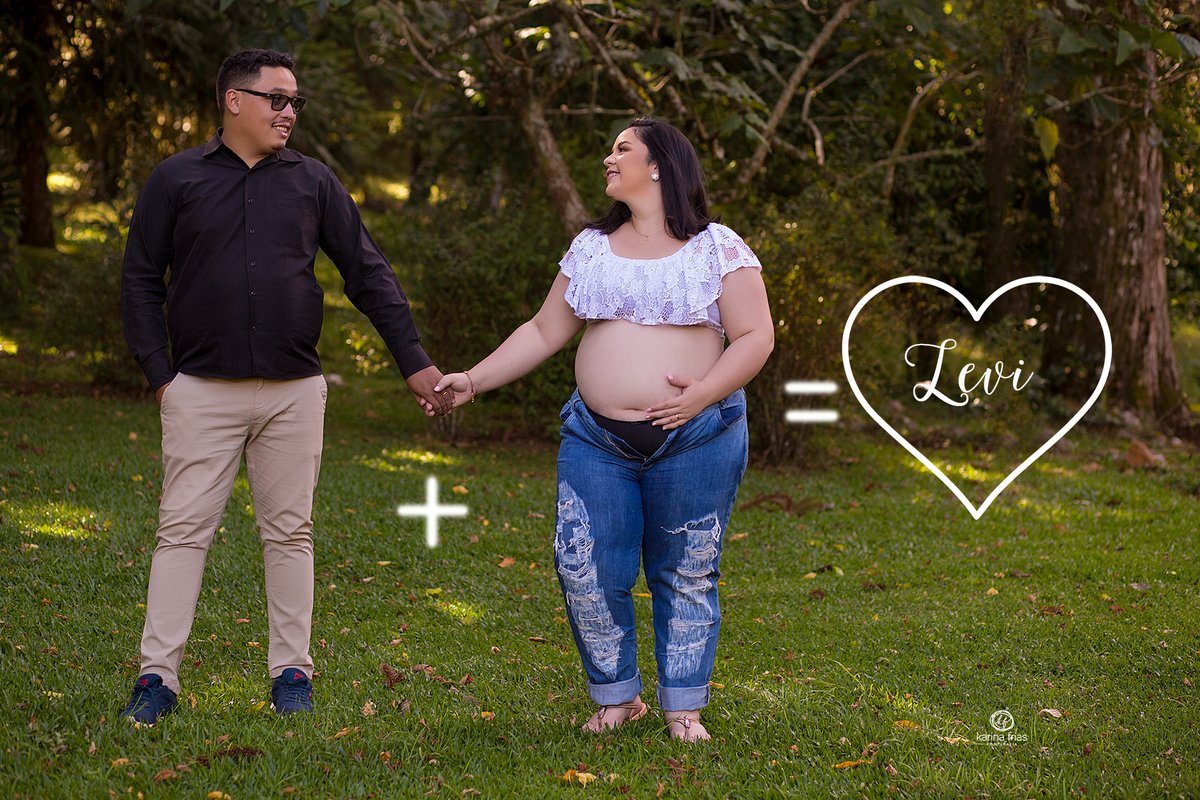 fizemos uma montagem com o nome do bebe no ensaio de gestante