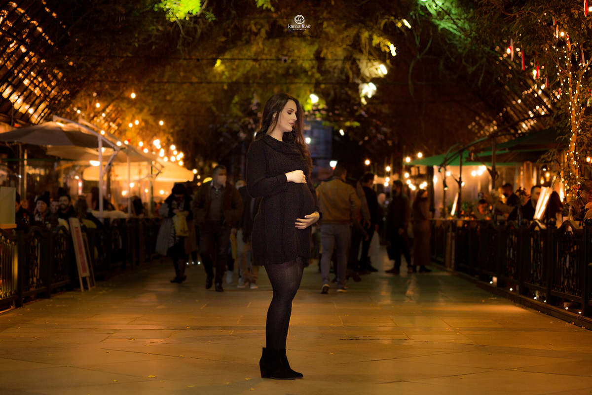 no book de gestante externo fizemos fotos á noite