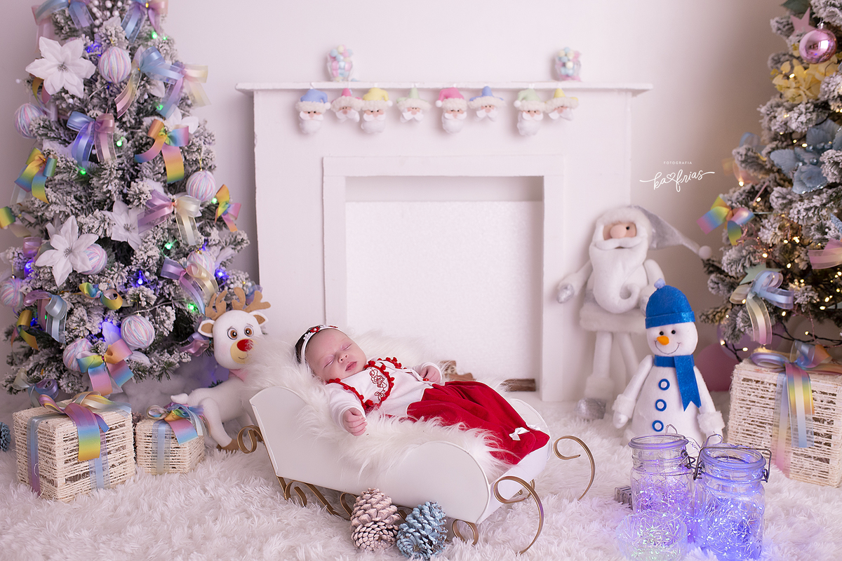 no ensaio de natal 2021 a bebe esta dormindo
