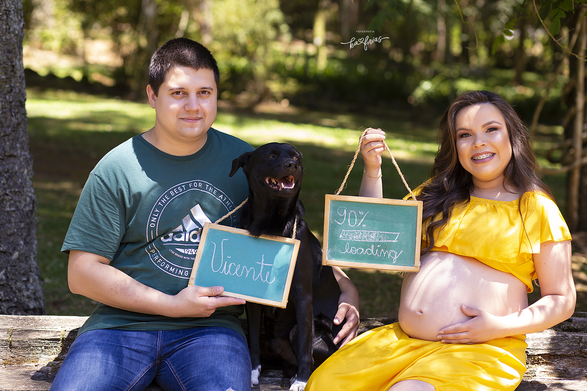 no ensaio de gestante levamos acessorios para as fotos