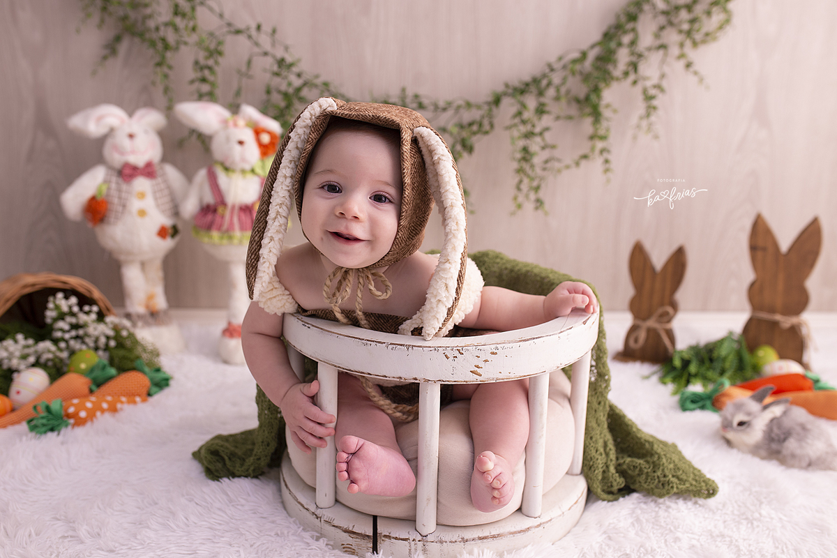 no acompanhamento mensal o bebe esta de coelho