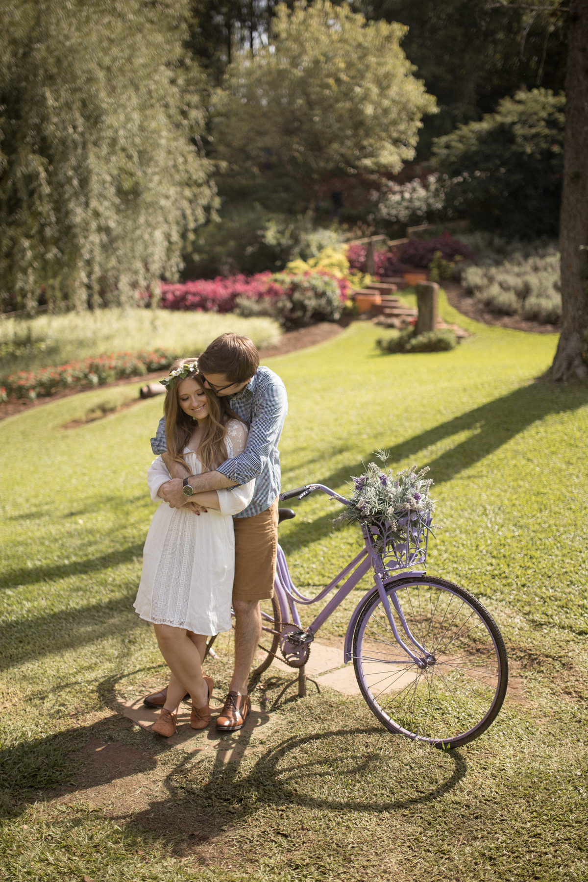 ensaio pre casamento em gramado parque das lavandas casamento boho chic vestido estilo camponesa casal fofo
