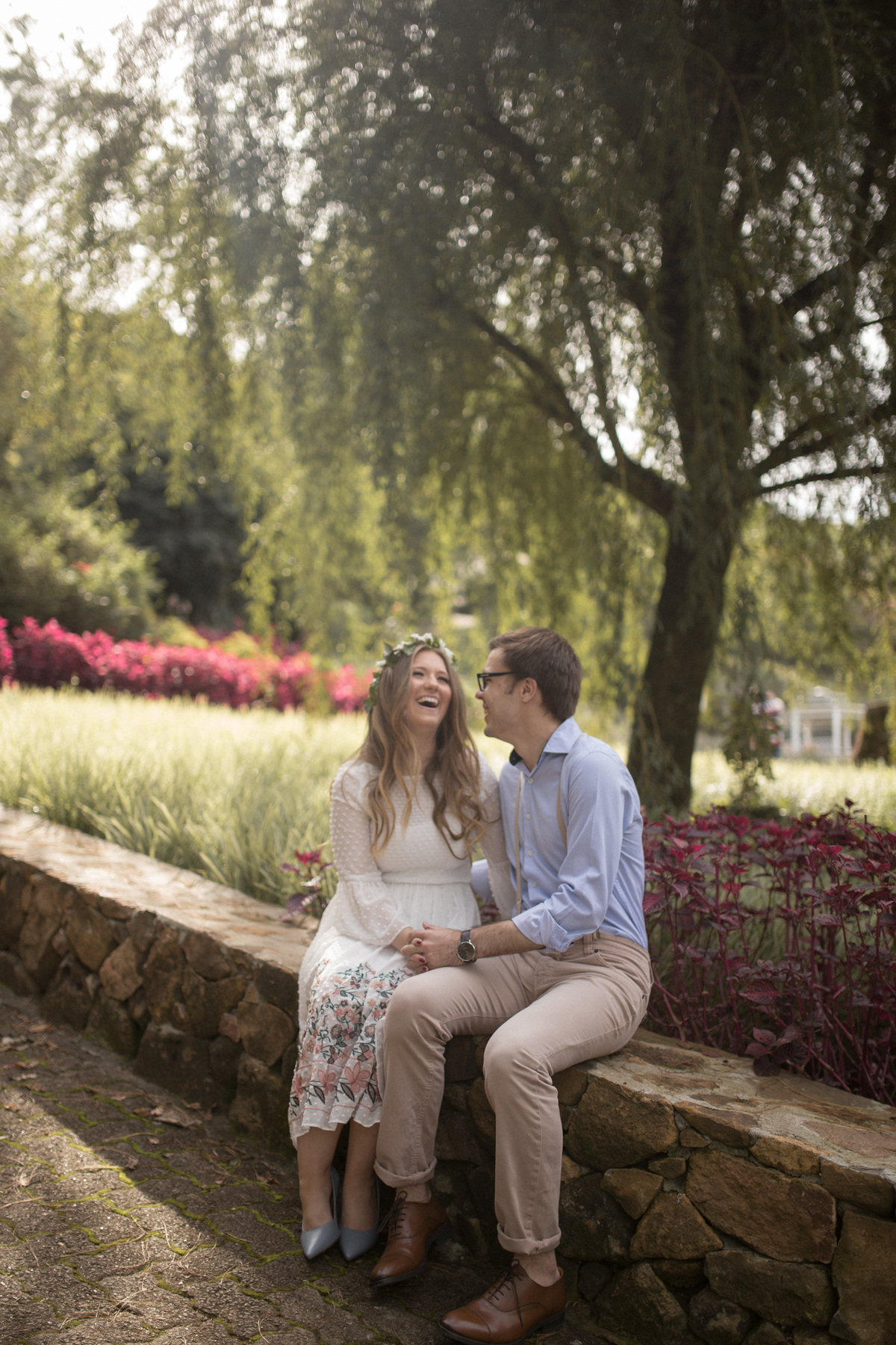 ensaio pre casamento em gramado parque das lavandas casamento boho chic vestido estilo camponesa casal fofo