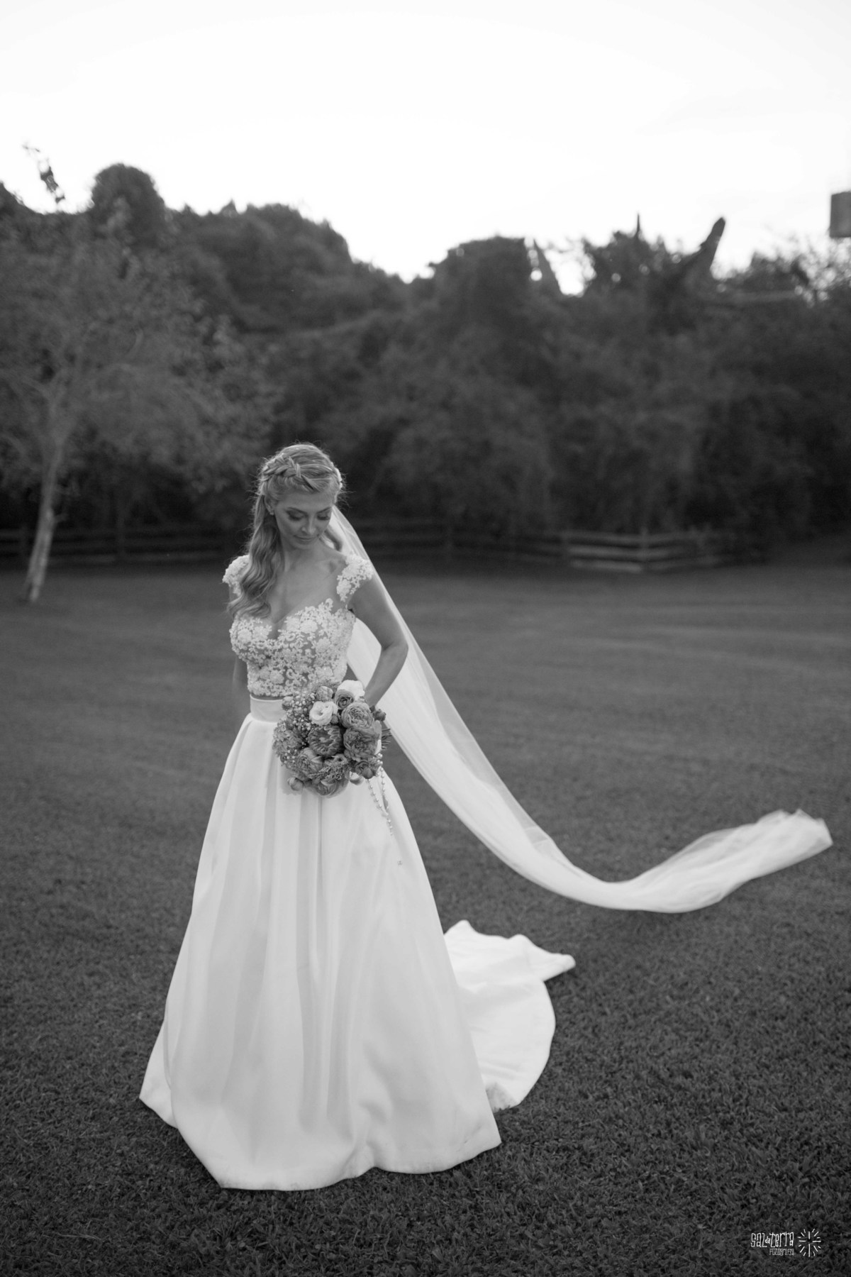 casamento ao ar livre em baixo da figueira alto da capela porto alegre entrada da noiva vestido marco tarrago traje franzn alfaiataria decoracao cor de perola fotografo de casamento no brasil