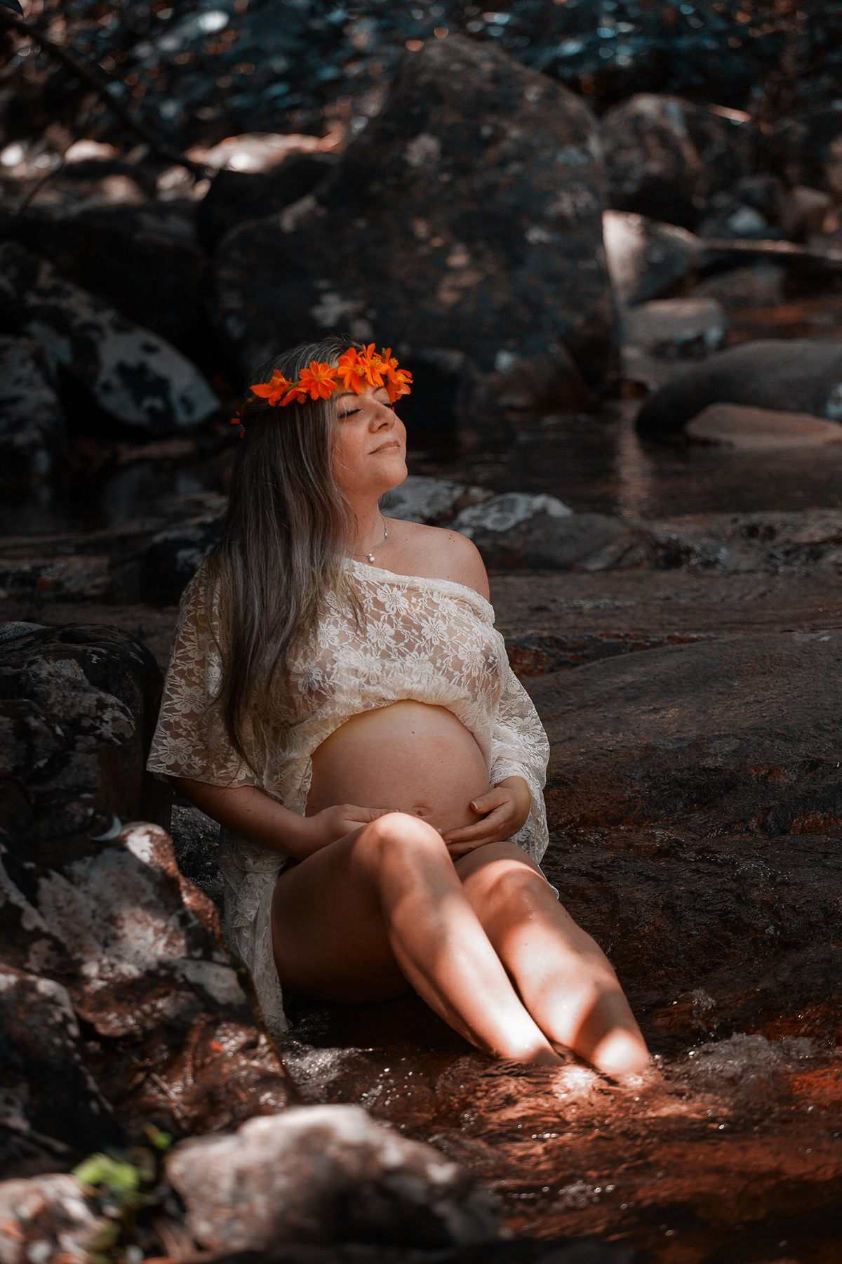 Ensaio gestante na natureza em Florianópolis