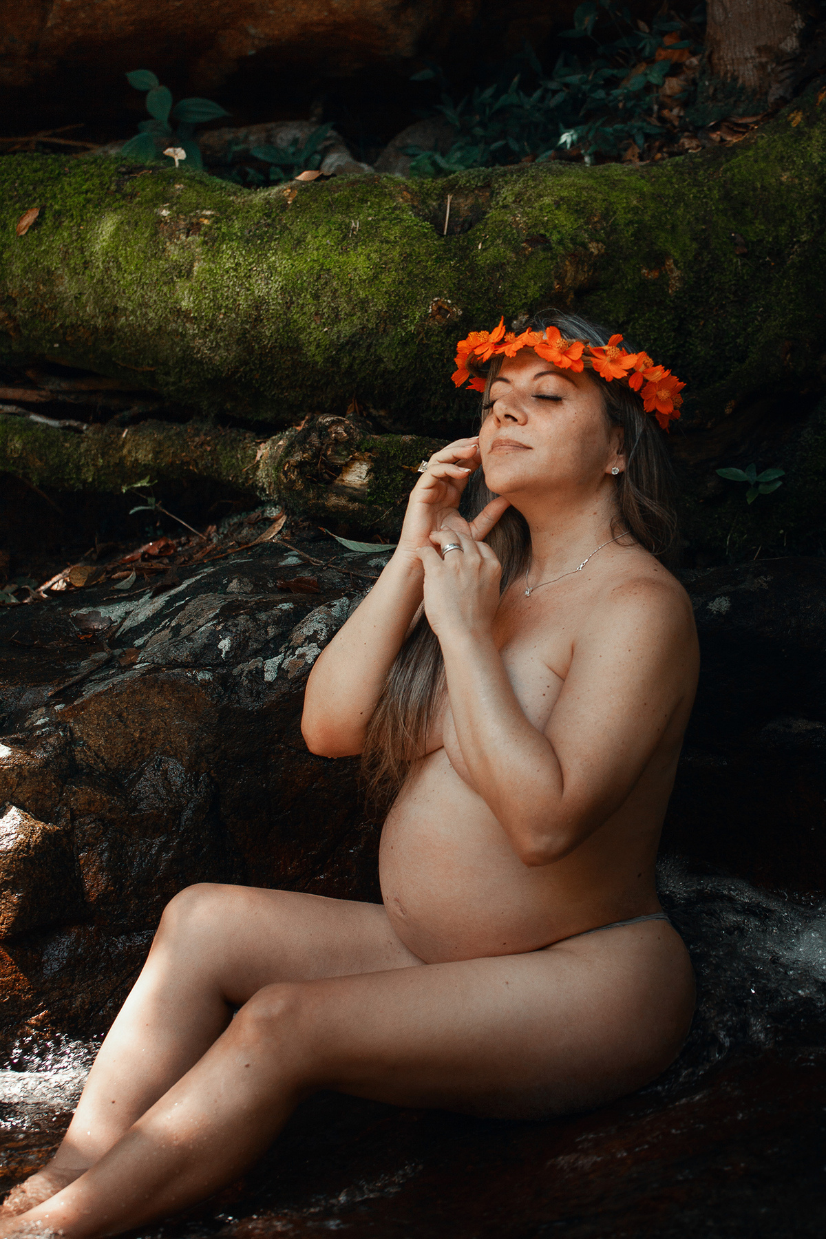 Ensaio gestante na natureza em Florianópolis