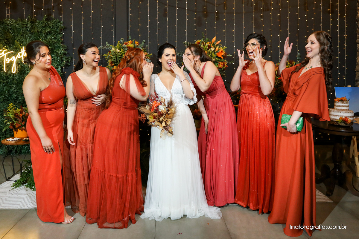 noiva com madrinhas do casamento