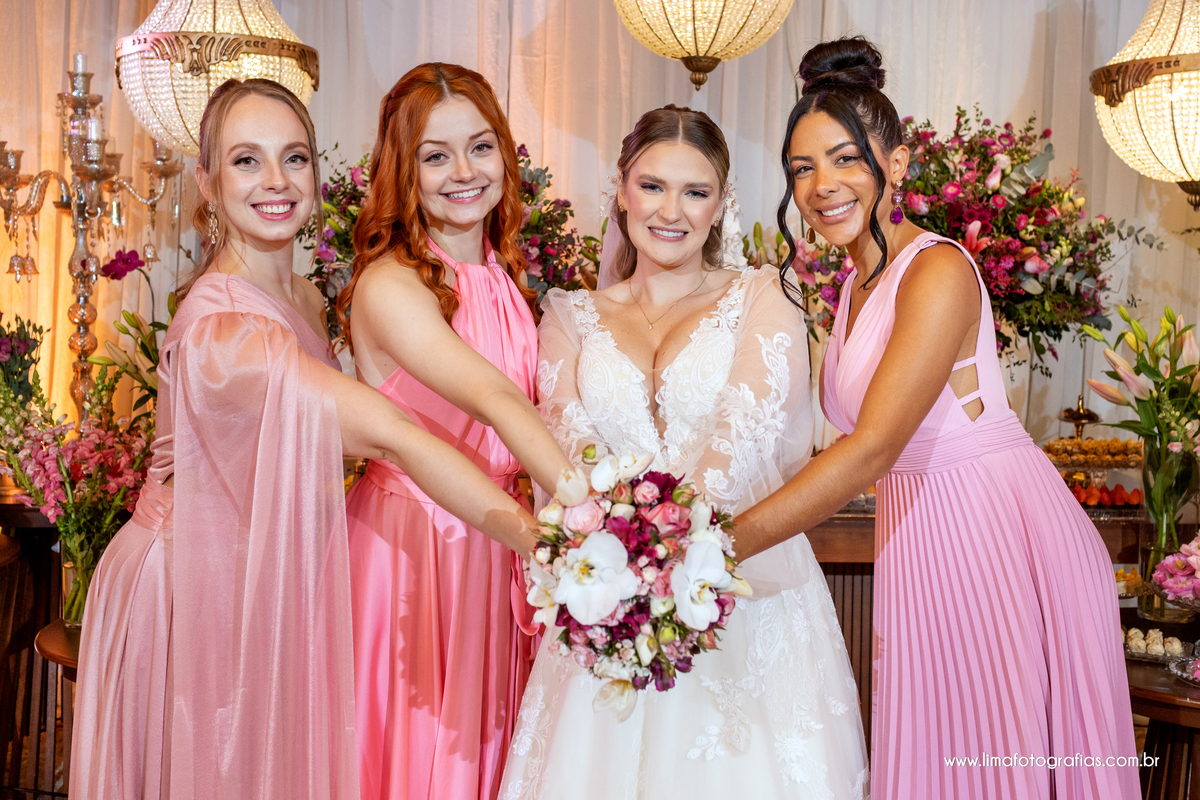 casamento, fotos com damas de honra