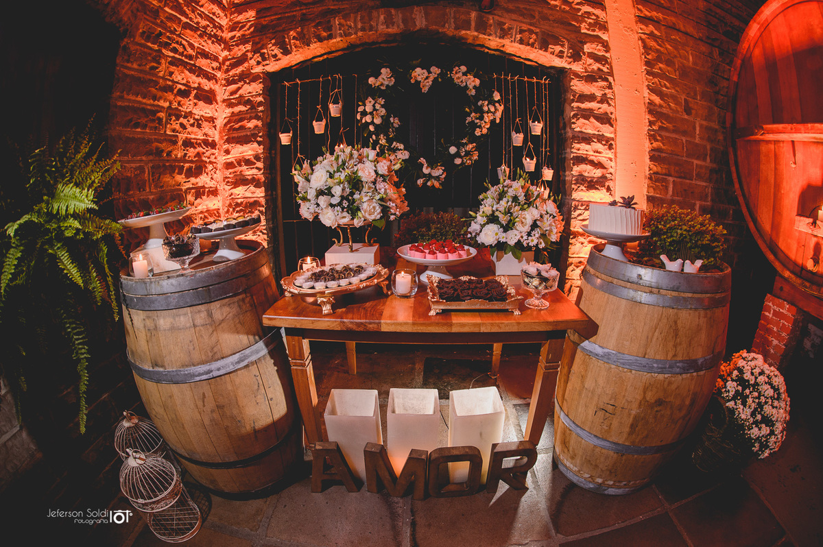Detalhe da decoraçãoda mesa dos doces.