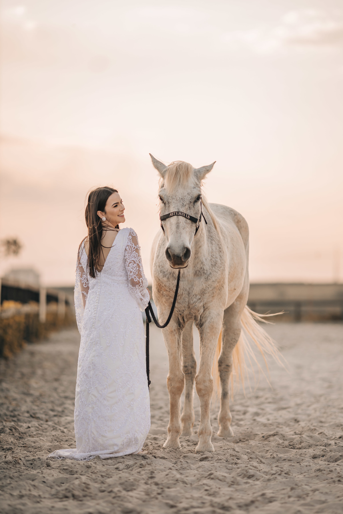 mulher de costas olhando pra cavalo