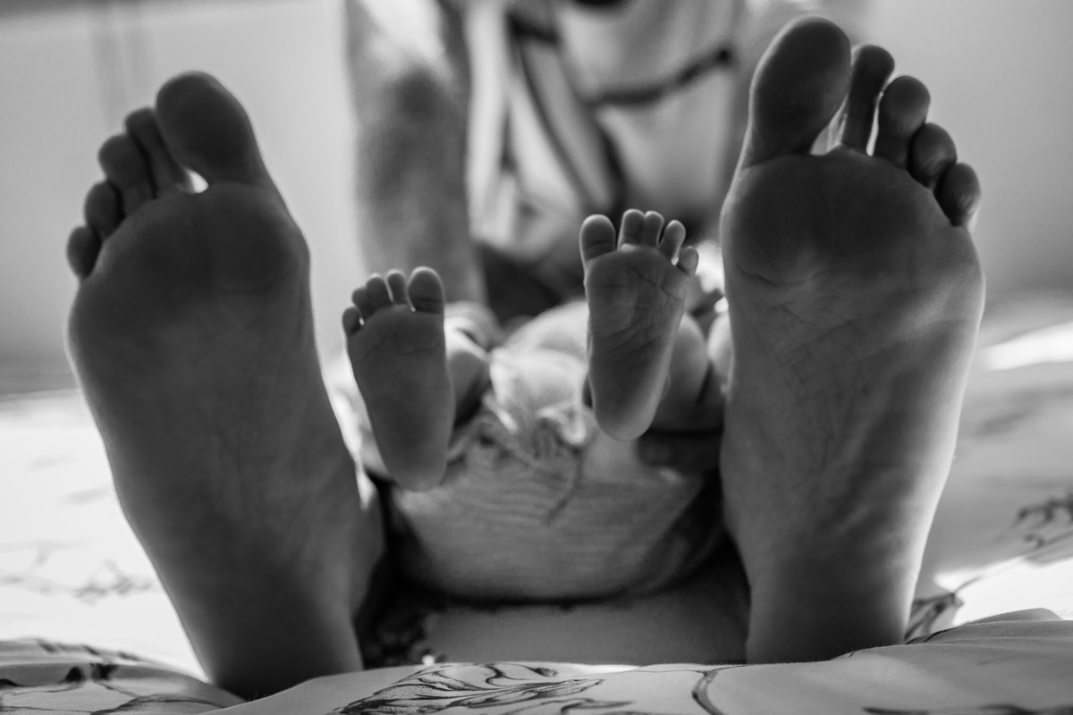 Pé do papai e pé do bebê proporção