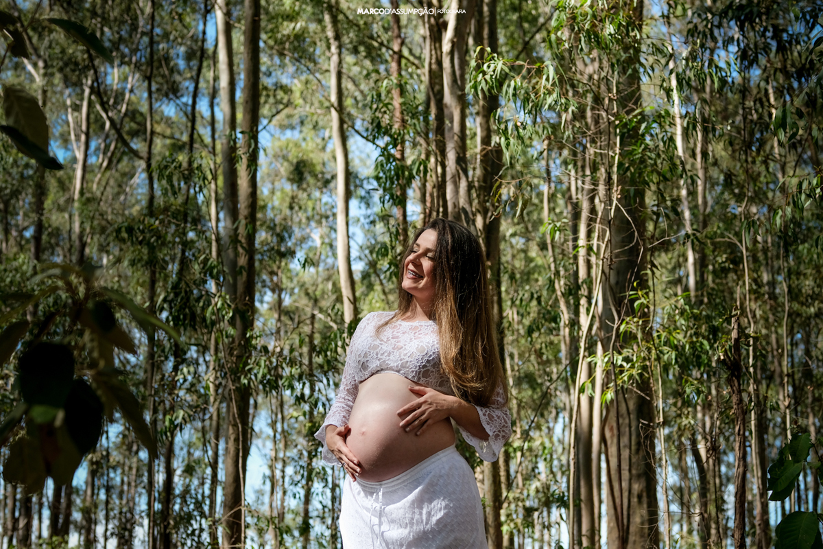 gestante em meio a eucalipto em indaiatuba