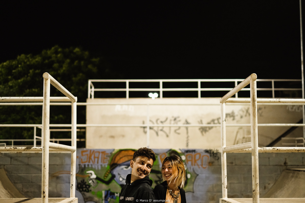 ensaio de casal na pista de skate