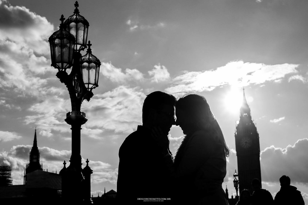 Sombra do casal ao lado do Big Ben.
